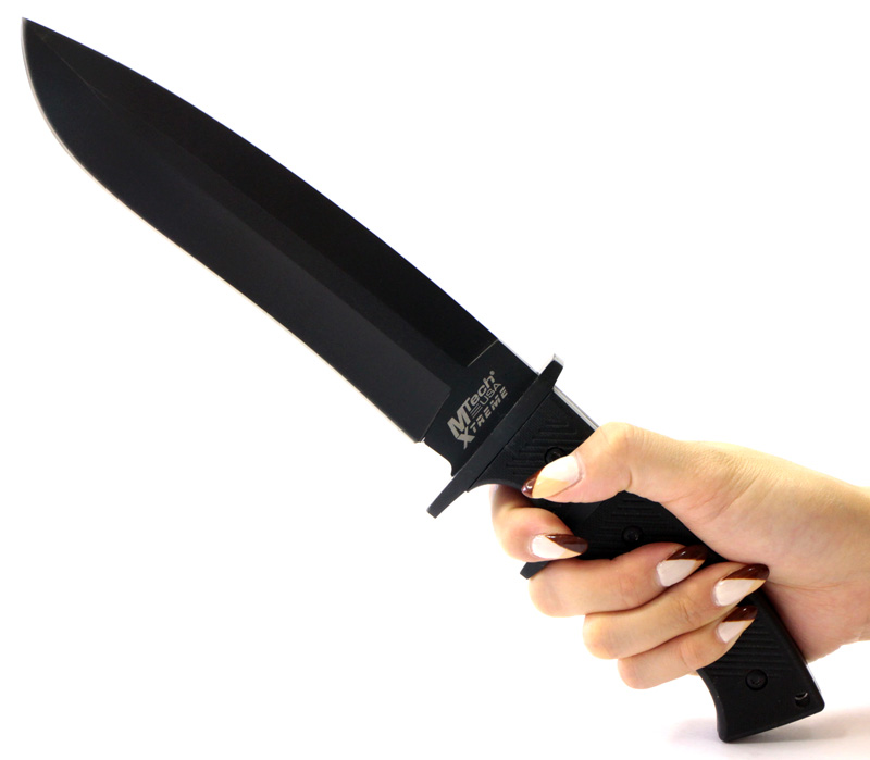 ダブルヒルトブラックドロップポイントハードナイフ